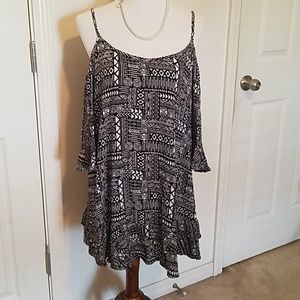 Torrid Geoprint cold shoulder swim cover up